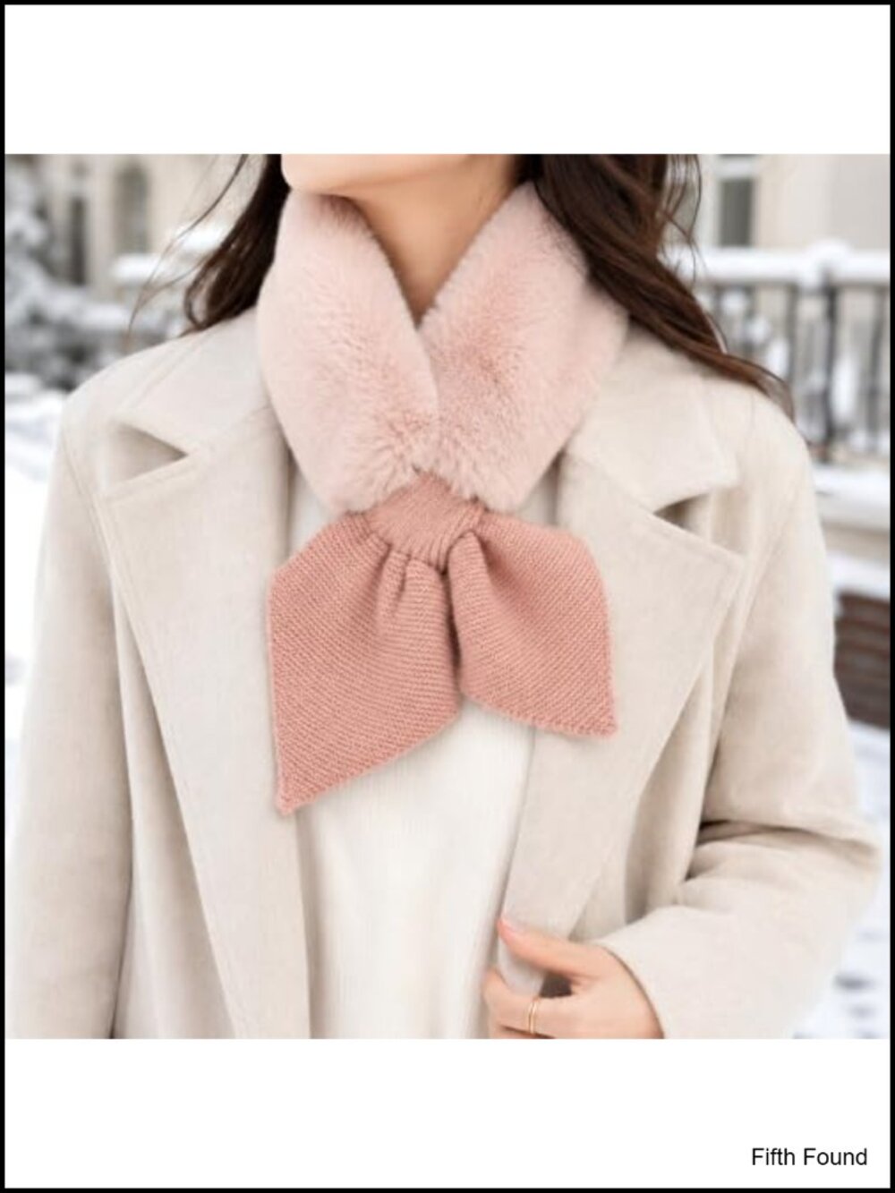 Faux Fur Cross Knit Neck Warmer Scarf Winter Thermal Wrap for Women - Picture 5 of 6